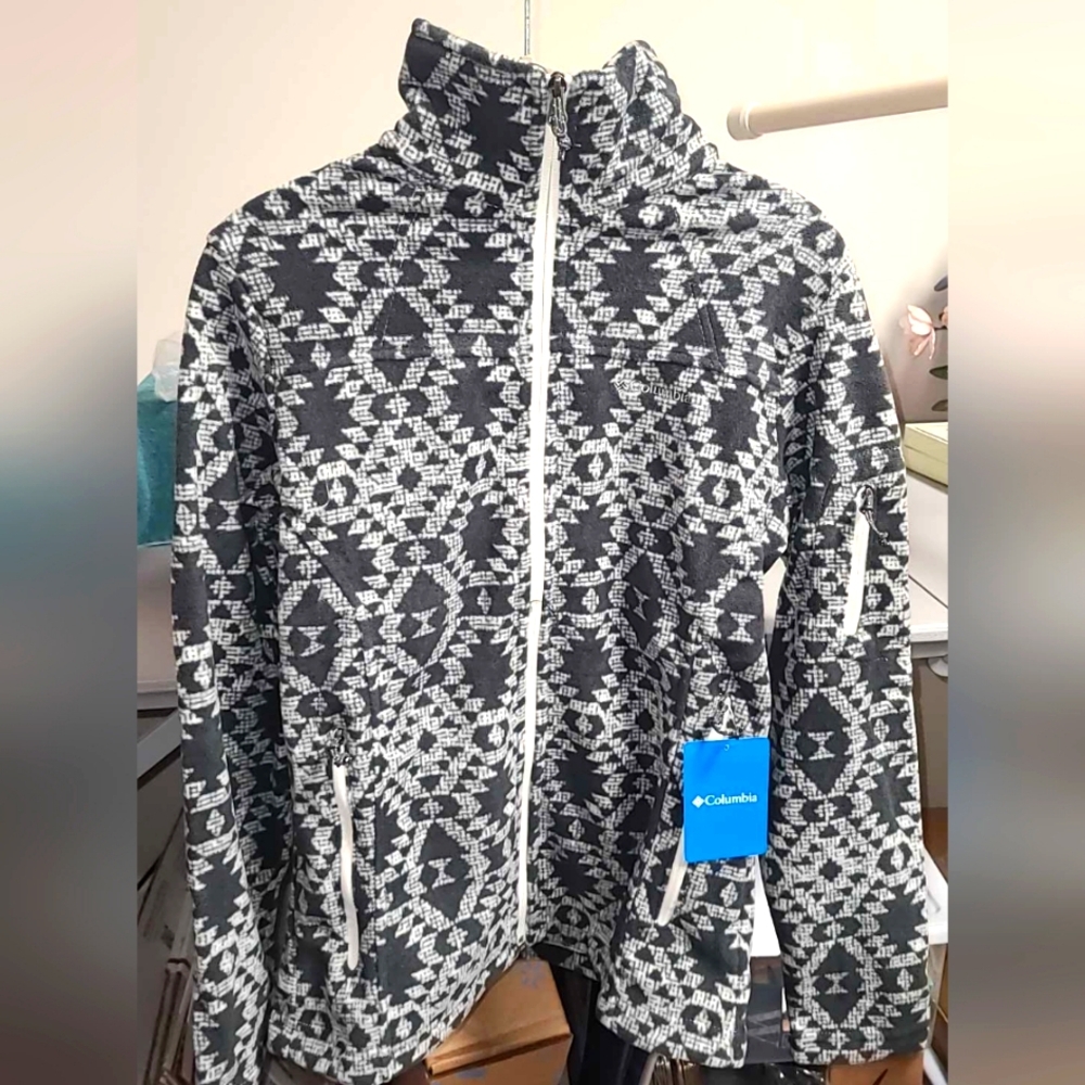 Columbia Women’s Cool Intervention Printed Full Zip Black & White, Size Small